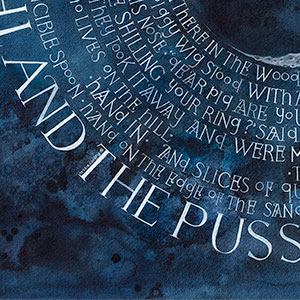 The Owl and The Pussycat - sky and calligraphy detail